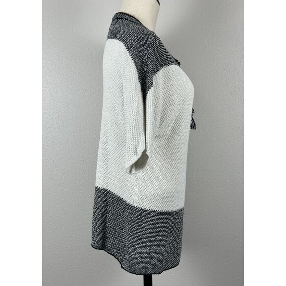 Christopher & Banks Womens Black White Tassel Pullover Sweater Short Sleeve XL - Picture 3 of 14